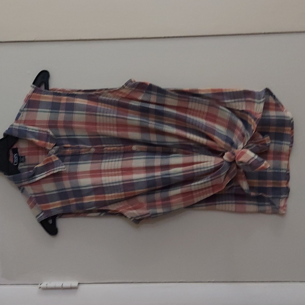 Vintage Chaps Sleeveless Button Down Plaid Lightweight Blouse Top Sz XL